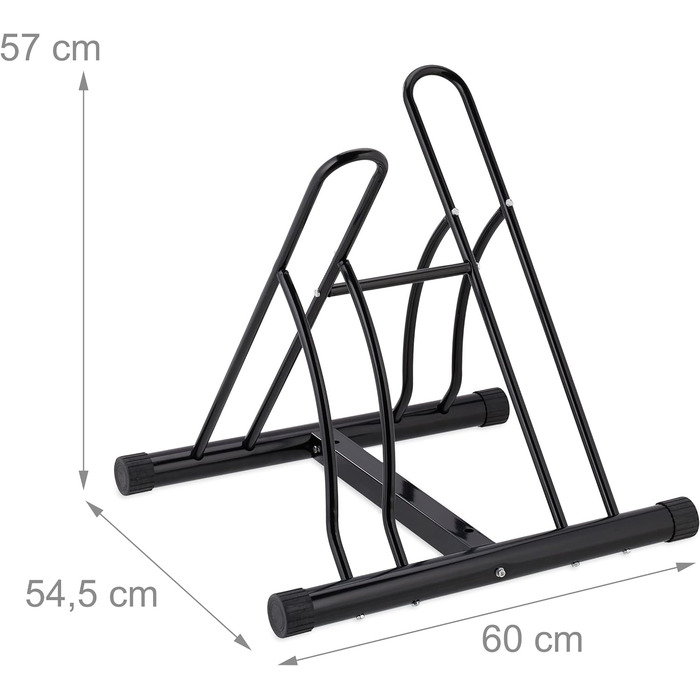 Relaxdays Fahrradständer Boden, für 2, 60 mm Reifenbreite, Metall, Garage, Fahrrad-Abstellständer, schwarz