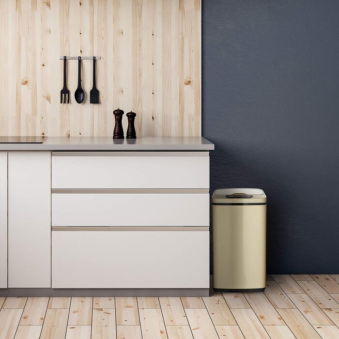 Relaxdays Sensor Mülleimer 12l, eckiger Abfalleimer mit Deckel & Inneneimer, Küche & Bad, Automatik Mülleimer, schwarz