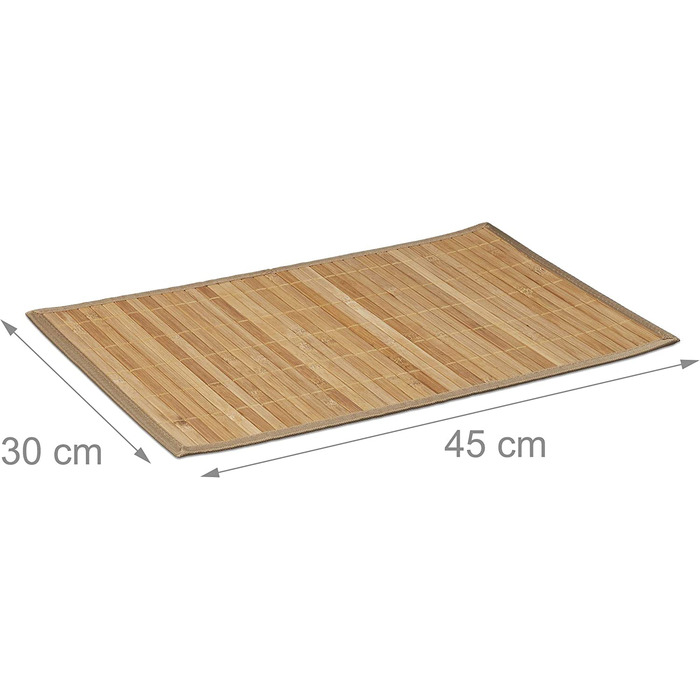 Relaxdays Tischset 6 teilig, Platzdeckchen, Bambus, rutschhemmende Unterseite, 30 x 45 cm, 6er Platzset, 6 Tischmatten, abwis
