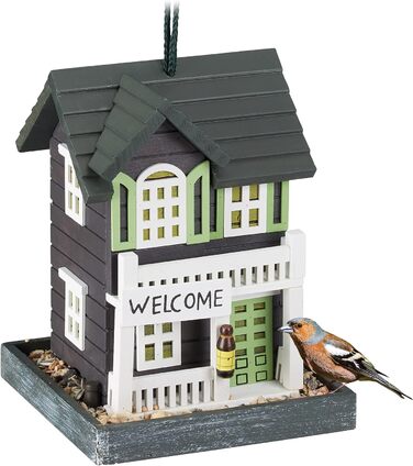 Relaxdays Vogelfutterhaus, Holz, HBT 23,5x18x18 cm