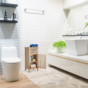 Relaxdays Badschrank Walnuss freistehend