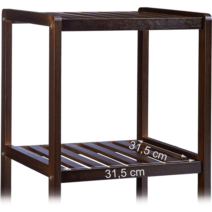 Relaxdays 3 TLG Badregal Set Bambus, Holzregal, Standregal, Bambusregal, Küchenregal, Bücherregal, 3, 4 und 5 Ablagen, Dunkelbraun 139,5 x 34,5 x 33 cm