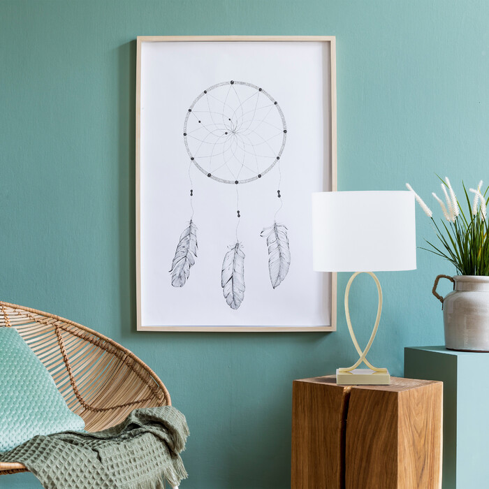 Relaxdays Goldene Tischlampe mit Stoffschirm
