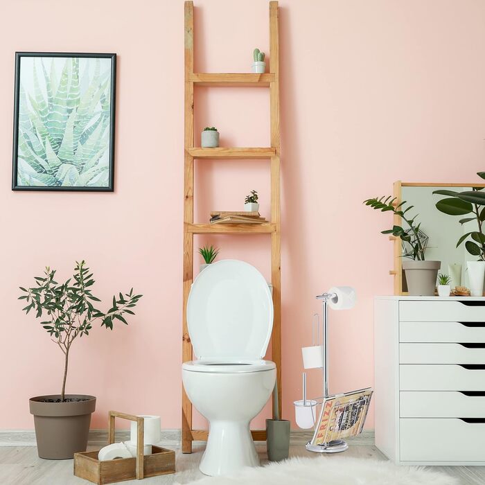 Relaxdays, Toilettenbürste, Bürstenhalter, Magazinhalter, HBT 69 x 30 x 22 cm, Silber WC Garnitur, Toilettenpapierhalter, 22 x 30 x 69 cm