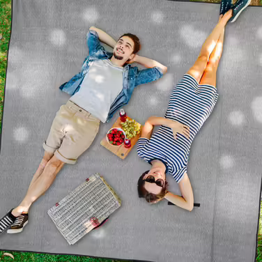 Relaxdays Graue Picknickdecke Fleece