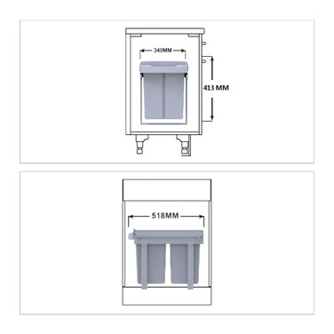 Relaxdays Einbaumülleimer 1x 20l & 2x 10l