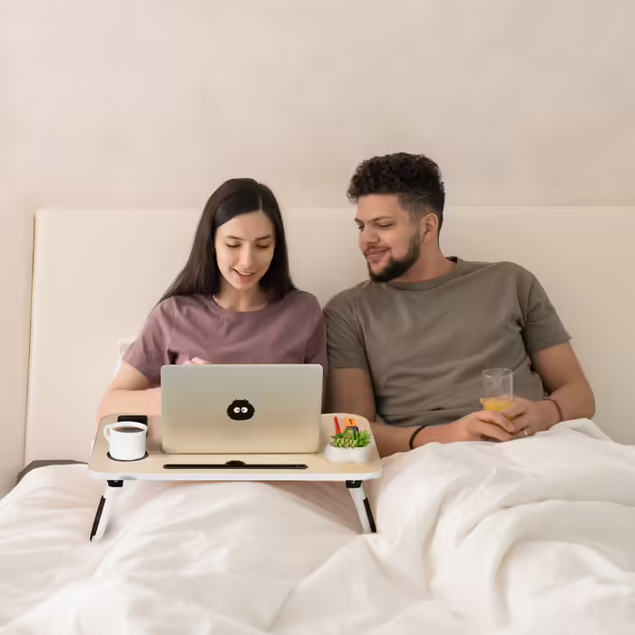 Relaxdays Laptoptisch mit Tablet- & Getränkehalter