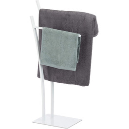 Relaxdays Handtuchständer weiß, 2 Stangen, freistehend, eckig, HBT 88x43x24 cm