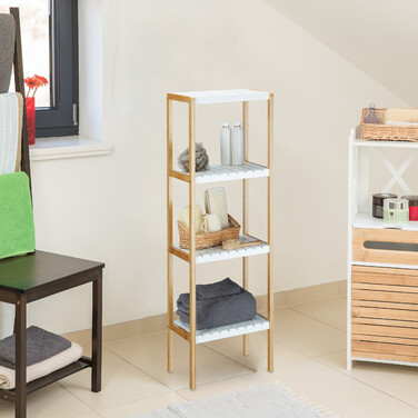 Relaxdays Regal Bambus mit 4 Ablagen