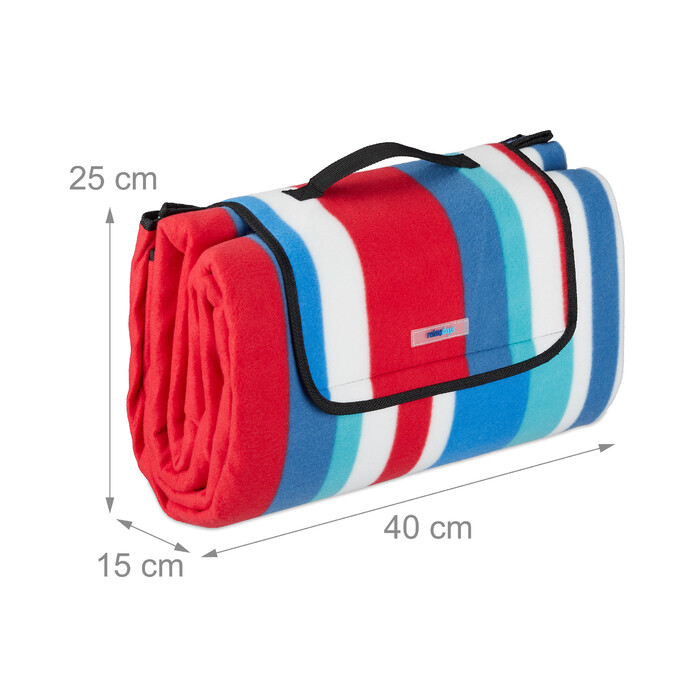 Relaxdays Picknickdecke 200x200cm blau gestreift