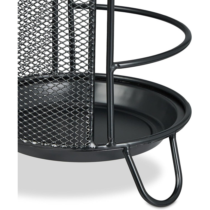 Relaxdays Metal Umbrella Stand, 44 x 16 cm, runder Schirmständer, modernes Design, schwarz, Legierter Stahl