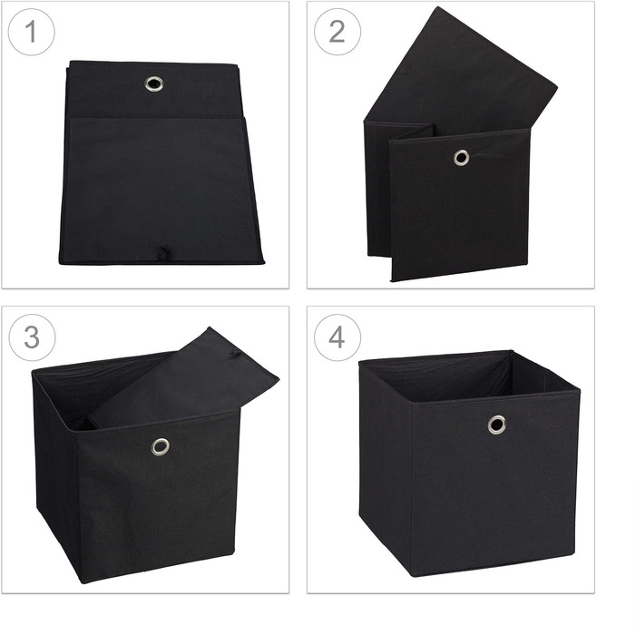 Relaxdays Stoffbox 2er Set, quadratisch, 30x30x30 cm, schwarz
