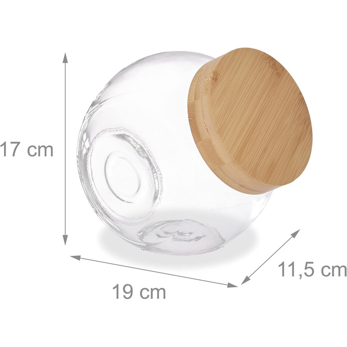Relaxdays Bonbonglas, 2er Set, Vorratsgläser Süßigkeiten, 1,5 l, transparent/Natur