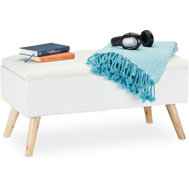 Relaxdays Sitzbank mit Stauraum, gepolstert, Holzbeine, Stoffbezug, 39,5x79,5x39,5 cm, Polyester
