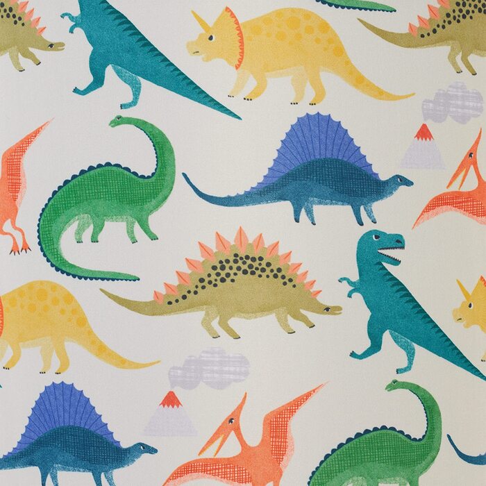Relaxdays Hängelampe Kinderzimmer, Lampenschirm mit Dinosauriern, HxD: 145 x 35 cm, E27, Pendelleuchte für Kinder, bunt