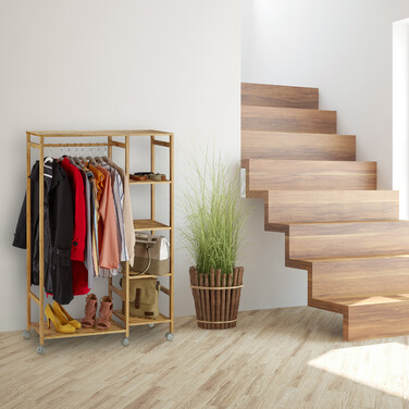 Relaxdays Rollgarderobe Bambus