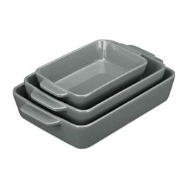 Relaxdays 3-tlg. Keramik Auflaufform Set grau