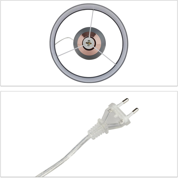Relaxdays Nachttischlampe Touch dimmbar, 3 Stufen, E14, HxD: 48,5 x 28 cm, modern, Touch Lampe mit Schirm, (Grau/Kupfer)