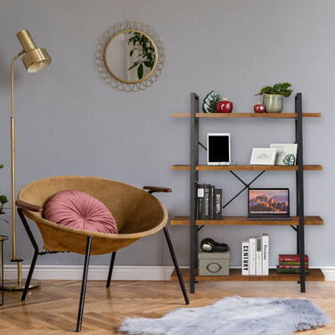 Relaxdays Bücherregal Industrial mit 4 Ebenen