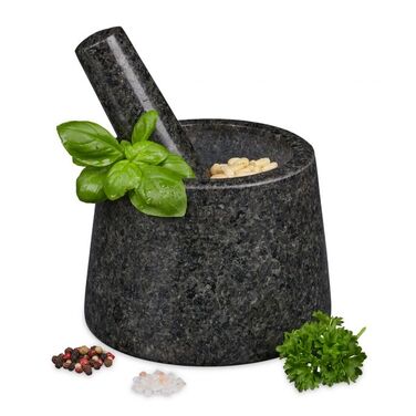 Relaxdays Granitmörser mit Stößel für Pesto