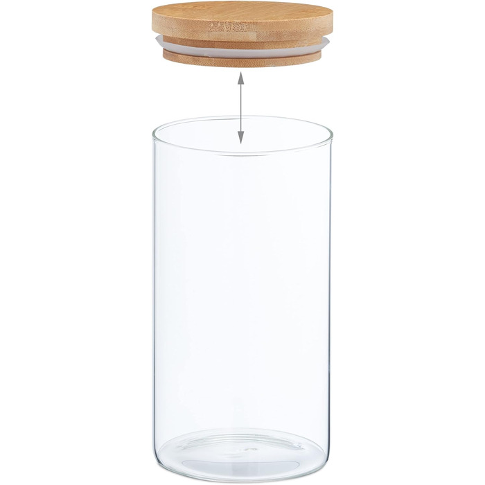 Relaxdays Glasdosen, 3er Set, 1000 ml, luftdicht, transparent/natur