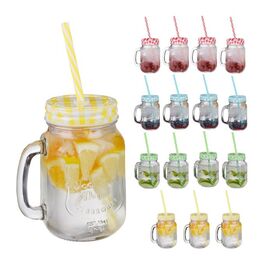 Relaxdays Bunte Trinkgläser mit Deckel 16er Set