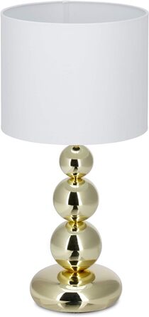 Relaxdays, weiß, runder Lampenschirm, originelles Design, E27, Nachttischlampe, HxD: 50 x 25 cm, Tischlampe Kugeln Gold