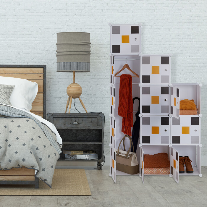 Relaxdays Steckregal Kleiderschrank 8 Fächer weiß