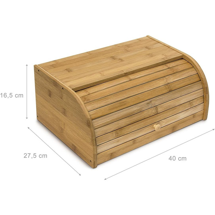 Relaxdays Brotkasten Bambus HBT: 16,5 x 40 x 27,5 cm Rollbrotkasten für aromadichte Brot Aufbewahrung Brotkiste mit Rolldecke