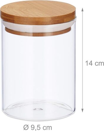 Relaxdays Vorratsdosen Glas 3er Set, 600 ml, für Pasta, Reis, Müsli, Kaffee, 14x9,5 cm, Transparent