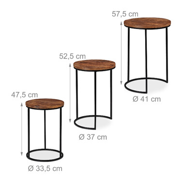 Relaxdays Satztisch 3er Set Mangoholz