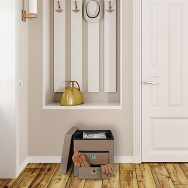Relaxdays Sitzhocker mit Stauraum Taupe