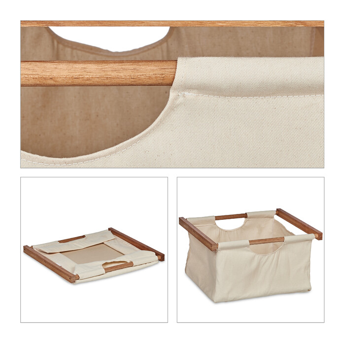 Relaxdays Badregal mit 3 Wäschekörben beige