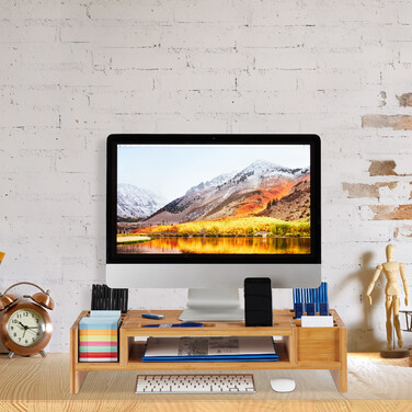 Relaxdays Monitorständer mit Staufächern