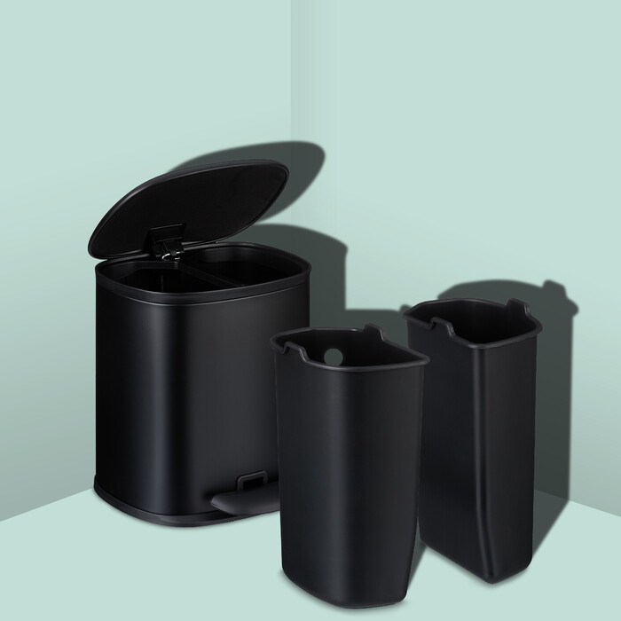Relaxdays 5 l Bad Mülleimer mit 2 Innenbehältern