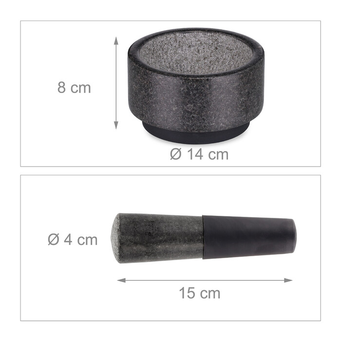 Relaxdays Mörser mit Stößel aus Granit