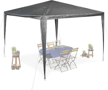 Relaxdays Pavillon, HxBxT: 2,5 x 3 x 3 m, PE & Stahl, wasserdicht, reißfest, Stecksystem, Partyzelt Garten, anthrazit, 1 Stück