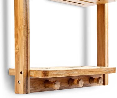 Relaxdays Duschregal mit 3 Ablagen H x B x T: ca. 70 x 28,5 x 10 cm Regal zum Einhängen mit 3 Haken für Handtücher oder Lappen als praktisches Hängeregal für Küche und Bad Duschablage aus Holz, natur Single