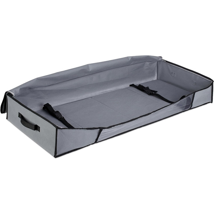 Relaxdays Unterbettkommode Vakuum 2er Set HBT 15x100x45 cm, Kleidung, Bettwäsche, Aufbewahrungstasche Vakuumbeutel, grau