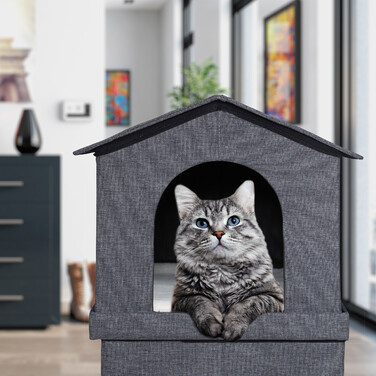 Relaxdays Katzenhaus 2 Etagen für drinnen