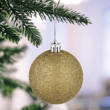 Relaxdays Weihnachtskugeln 72er Set: Glitzernd, Matt, Glänzend - Kugeln, Stiefel, Herz, Zapfen (Gold)