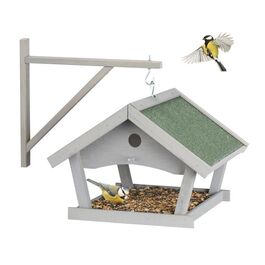 Relaxdays Graues Vogelfutterhaus zur Wandmontage