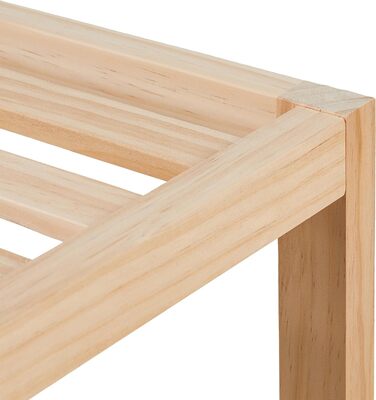 Relaxdays Beistelltisch, Holz, HxBxT: 50 x 40 x 40 cm, Wohnzimmertisch mit 2 Ablagen, quadratischer Ablagetisch, Natur