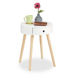 Relaxdays Beistelltisch weiß mit Schublade