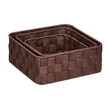 Relaxdays Brauner Aufbewahrungskorb 3er Set