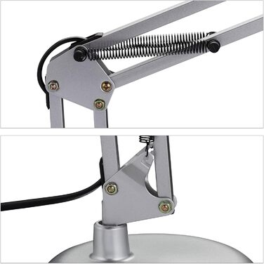 Relaxdays Retro Schreibtischlampe, verstellbar, E27, schwenkbar, Metall, silber, 54x15x25 cm