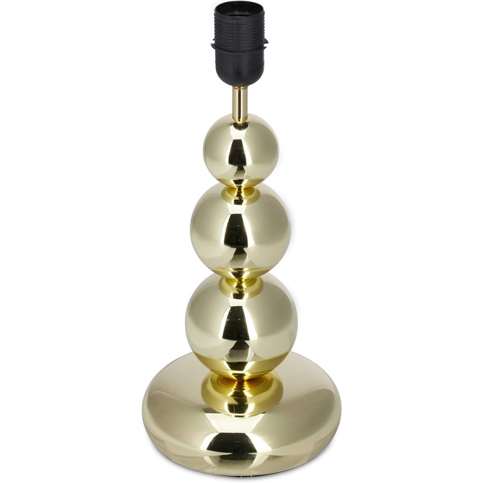 Relaxdays, weiß, runder Lampenschirm, originelles Design, E27, Nachttischlampe, HxD: 50 x 25 cm, Tischlampe Kugeln Gold