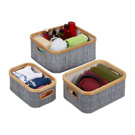 Relaxdays Grauer Aufbewahrungskorb im 3er Set