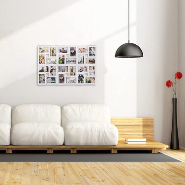 Relaxdays XXL Bilderrahmen Collagen für 24 Bilder in 10 x 15, Hoch- oder Querformat, Kunststoff, HxB 57 x 86 cm, weiß