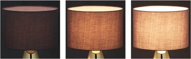 Relaxdays Nachttischlampe Touch dimmbar, 3 Stufen, E14, HxD: 48,5 x 28 cm, modern, Touch Lampe mit Schirm, (Grau/Gold)